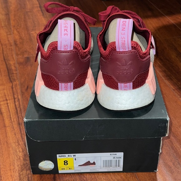 Adidas Originals Women's NMD_R1 Sneaker new burgundy white, purple&coral - Picture 9 of 14